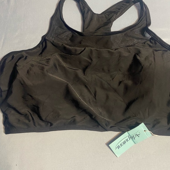 Black Racerback Mesh Swim Sports Bra - Picture 3 of 15